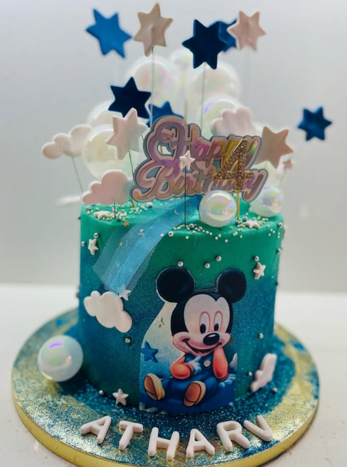 Mickey Mouse Ombre Starry Cake